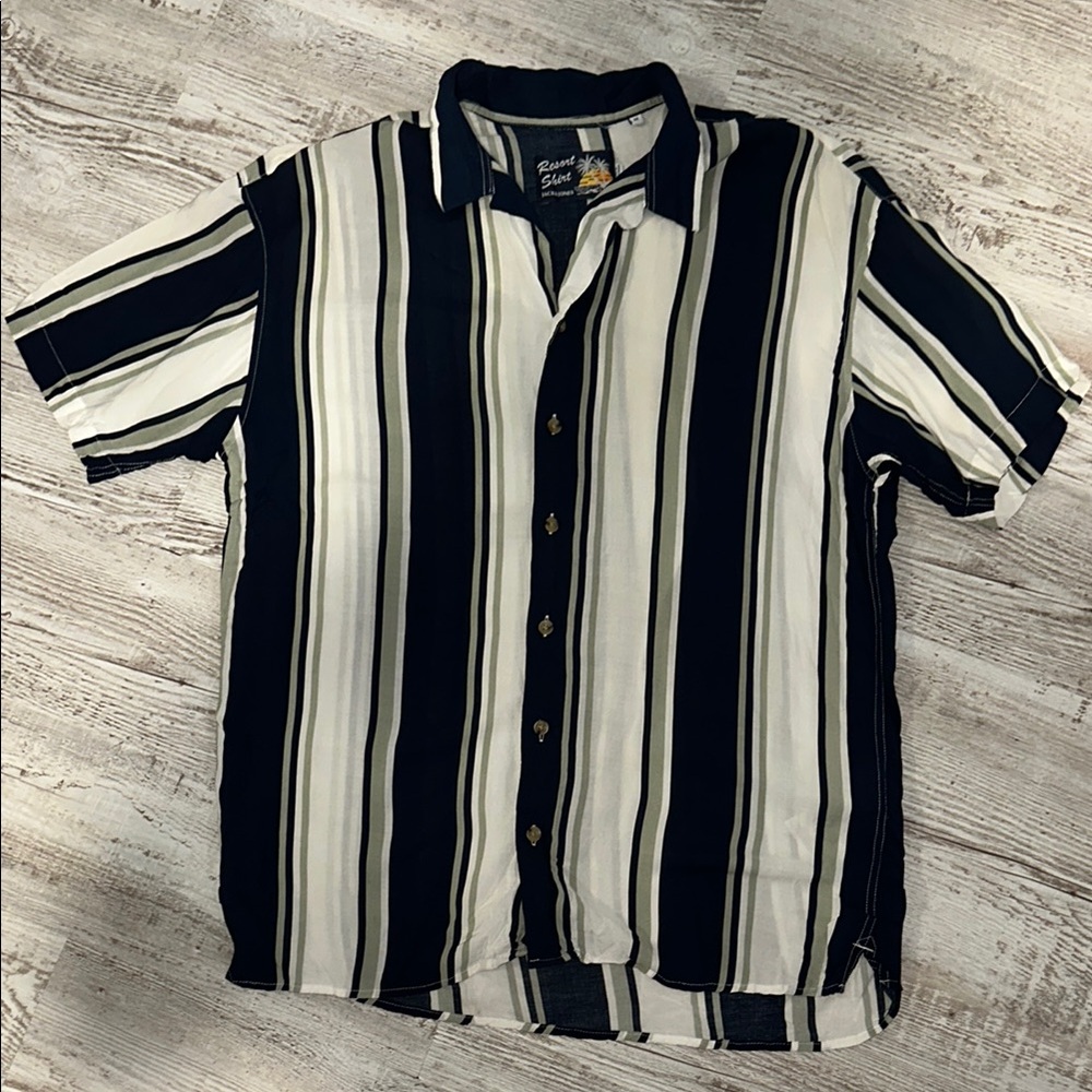 Blue/Green/White Striped Men's Shirt